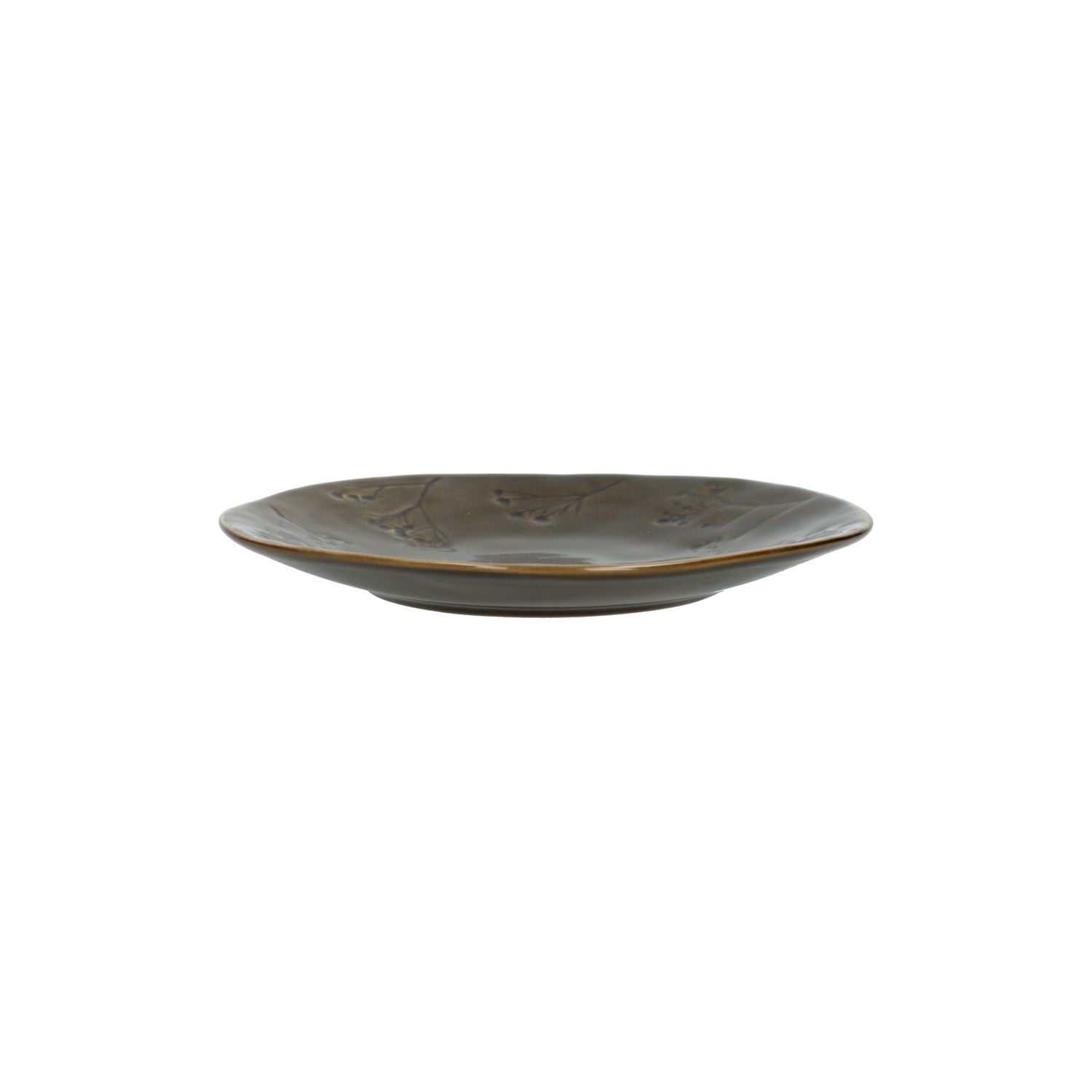 Gebaksbordje, steengoed, donkergroen, Ø17 X 2 cm