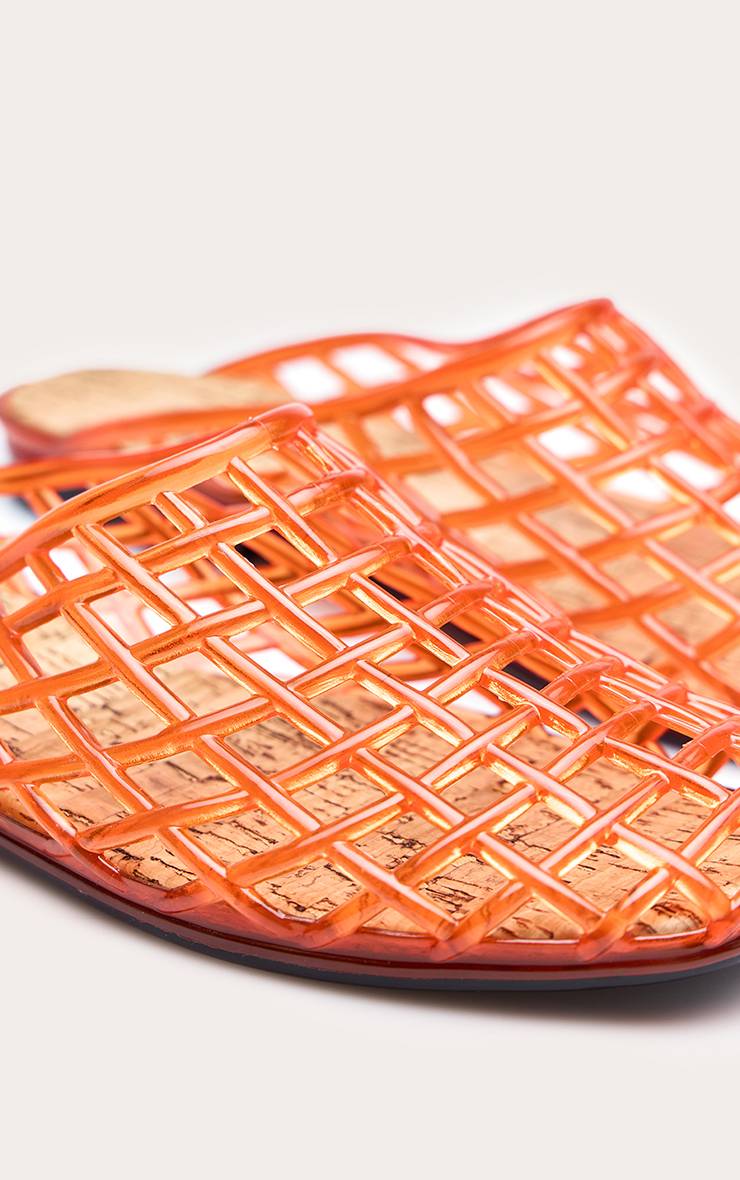 Orange Mules À Semelle Liège Effet Gelée