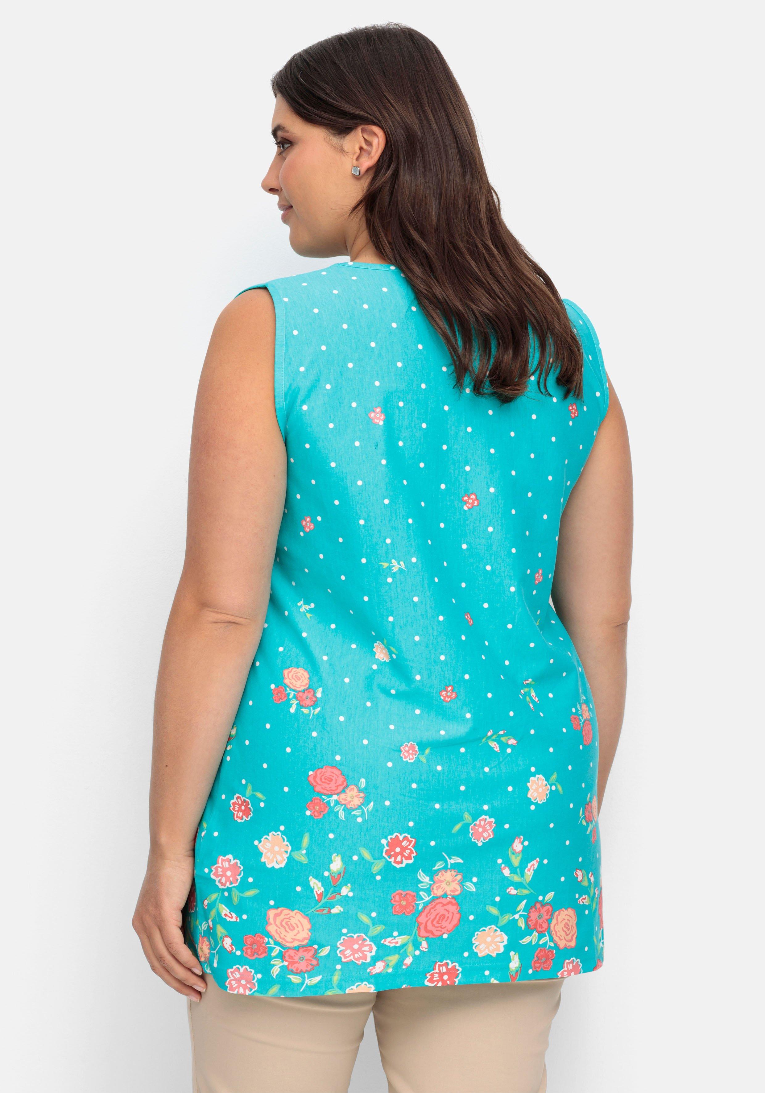 Longtop mit Blütenprint und Punkten
