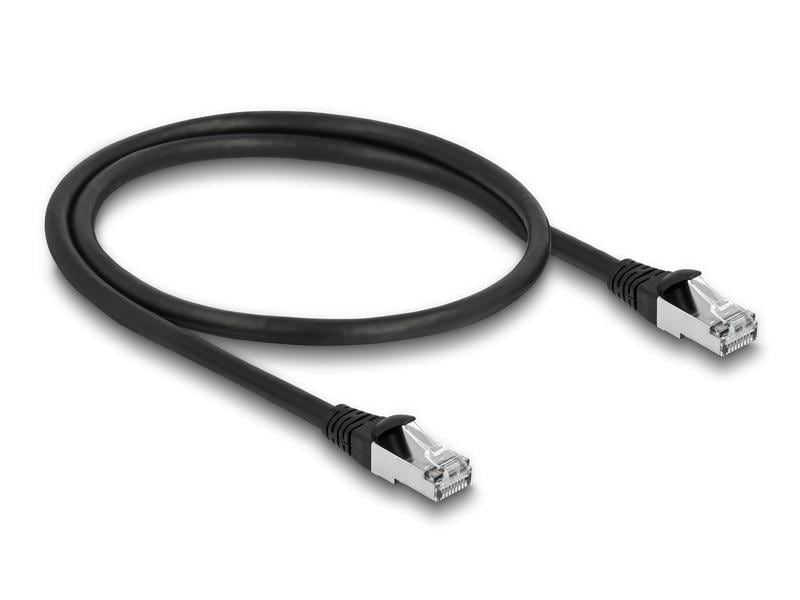 Delock Patchkabel Outdoor Cat 6A, S/FTP, 0.5 m, Schwarz Delock RJ45 Netzwerkkabel Cat.6A S/FTP PUR Outdoor 0.5 m schwarz