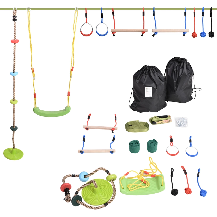 Outsunny Kinder-Kletterset mit viel Zubehör mehrfarbig