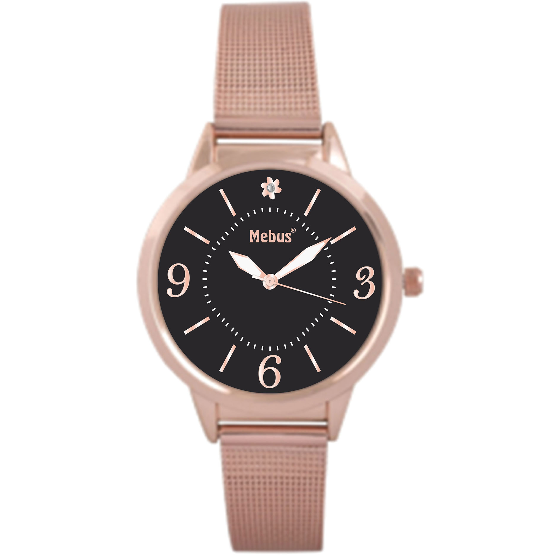 Mesh-Armbanduhr - Damen - roségold - inkl. Batterie