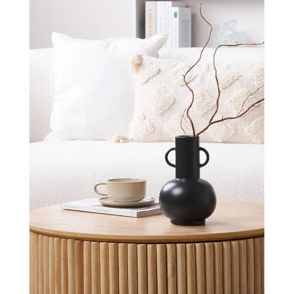 BELIANI Vase PEREA - Céramique 26 cm Noir