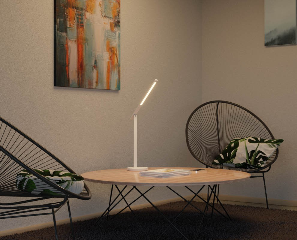 Halo LED Schreibtisch Leuchte Tisch Lampe mit Neigbarem Leuchtkopf (41-5011.002) - Weiss