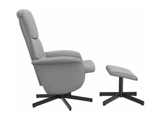 Fauteuil inclinable avec repose-pied gris clair tissu
