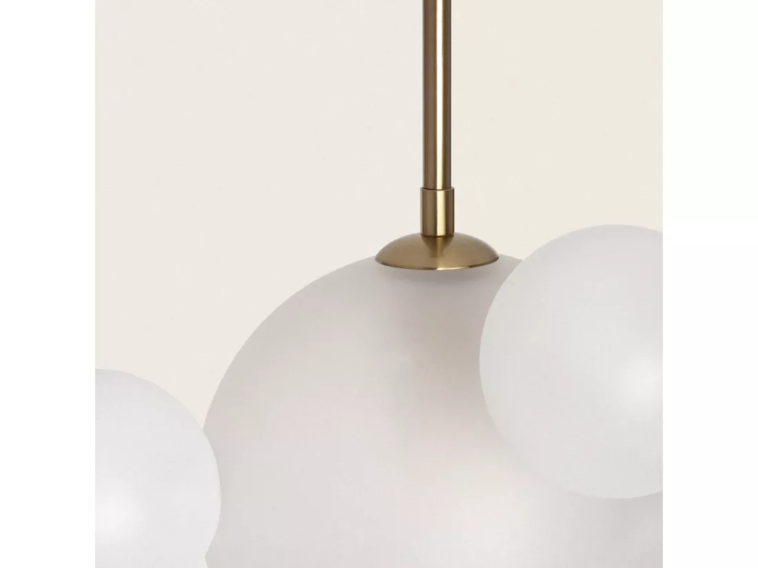 Suspension Métal et Verre Ludmila Blanc - Doré