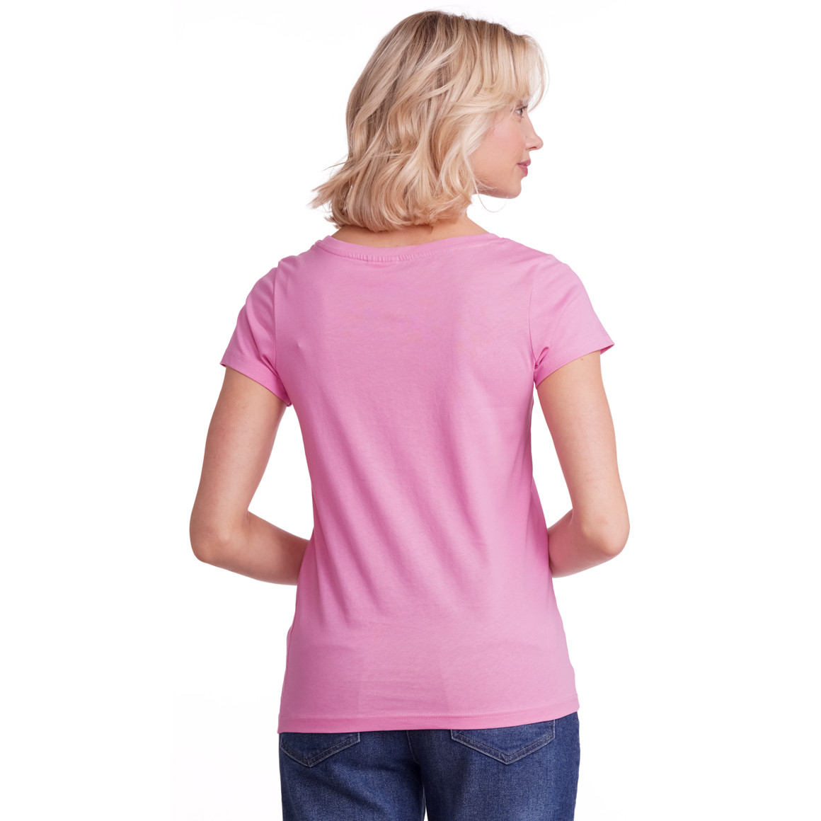 Famy 3 Damen T-Shirts im Basic-Look rosa / dunkelblau / hellrosa