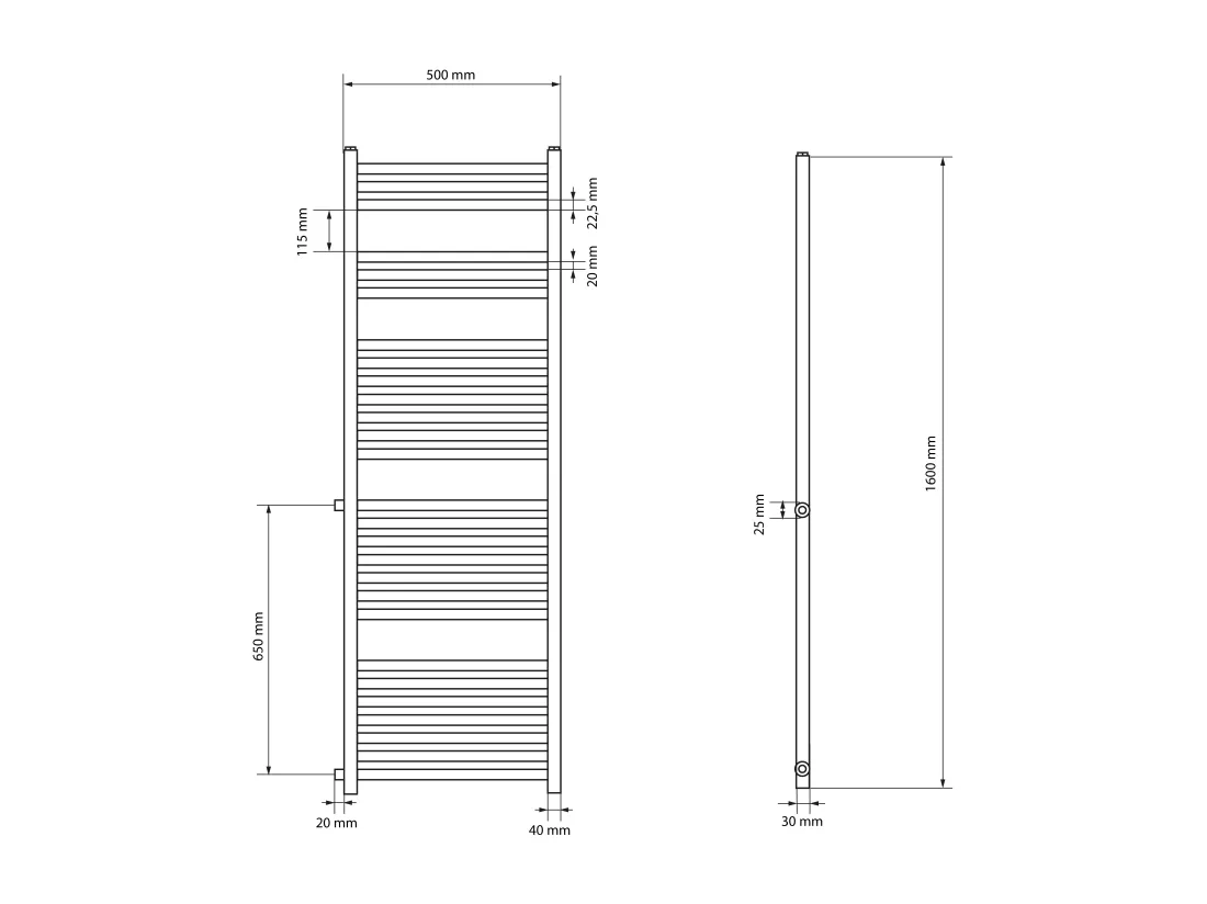Radiateur de rénovation Remplacement Radiateur de salle de bain Radiateur 500x1600 mm