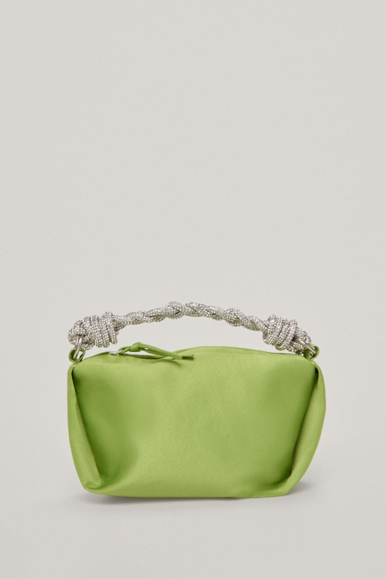 Bolsa Paloma.Mini de cetim com cristais - Verde