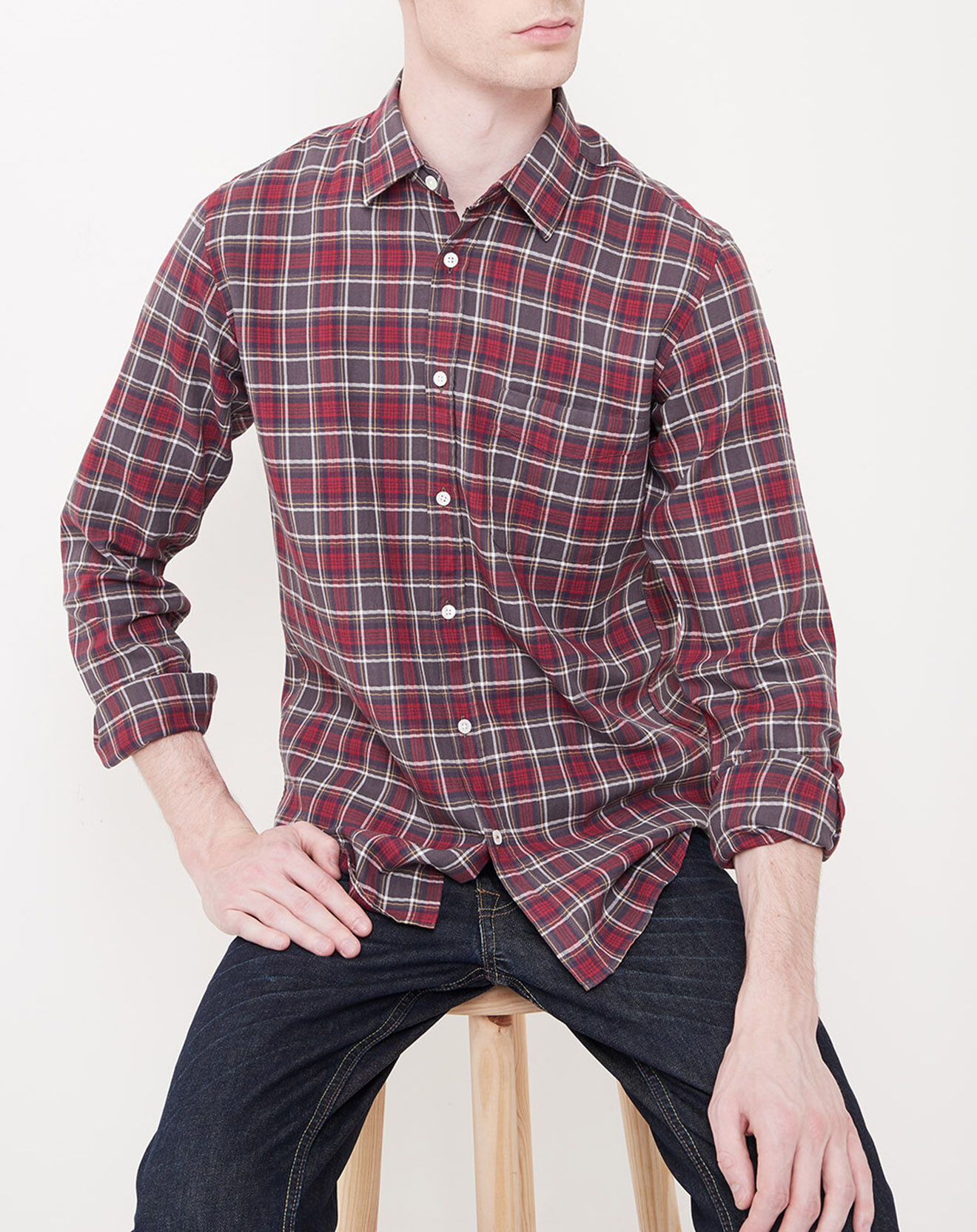 Hartford Chemise Slim Storm à carreaux rouge/marron