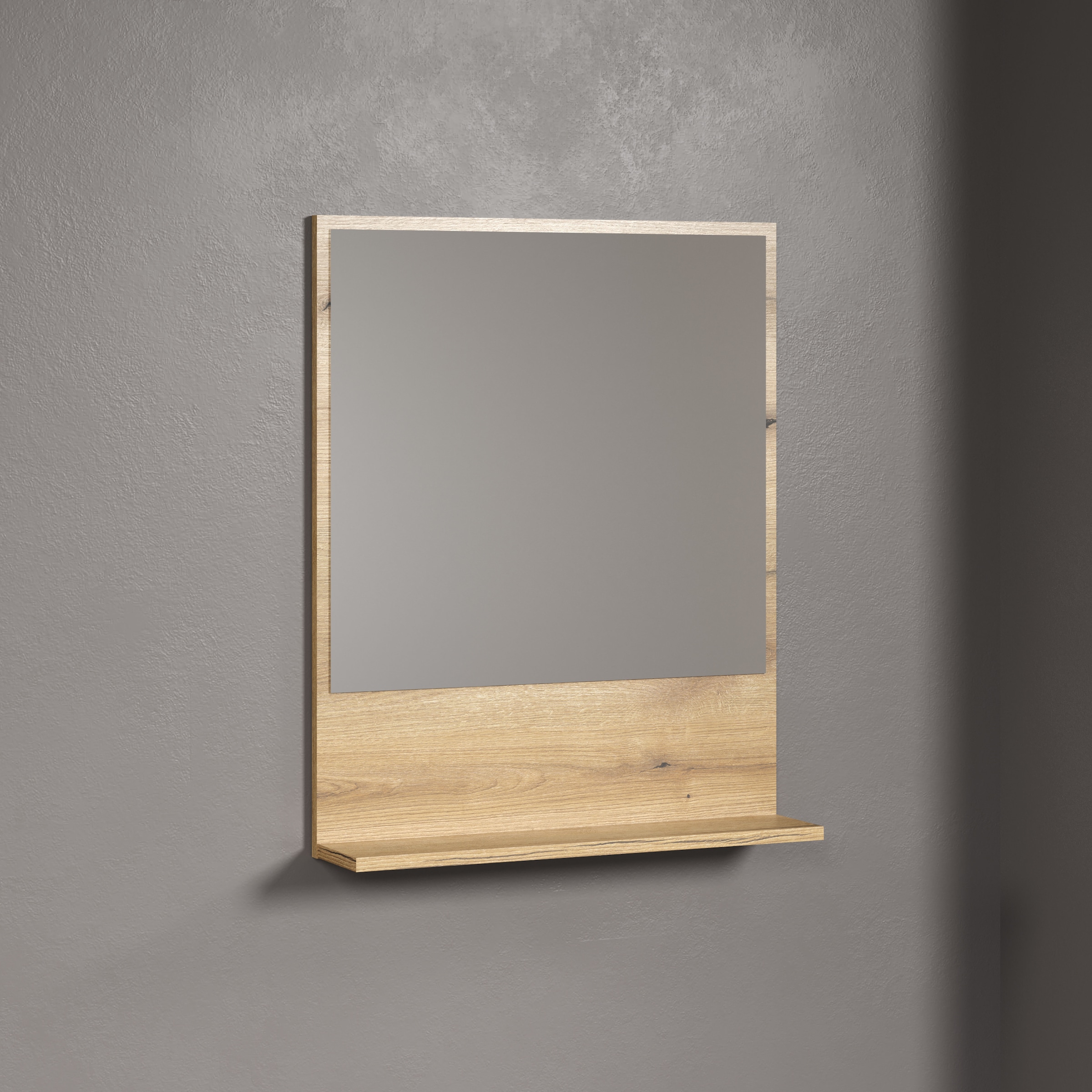 welltime Badspiegel »Amrum« Eleganter Badezimmerspiegel mit Ablage - Masse (B/T/H) 60-80/14/74 cm