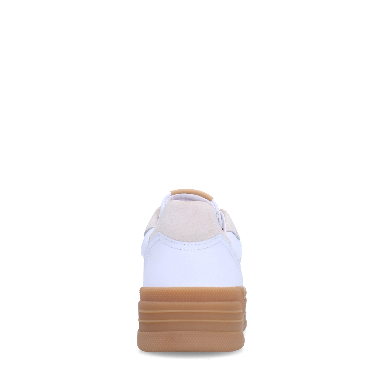 Witte leren sneakers met beige suéde details
