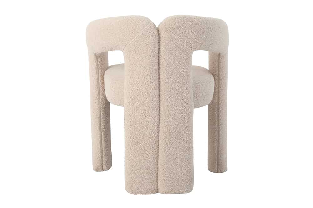 Design Stuhl ARCH beige Teddy Fleece mit Armlehne Rundum-Bezug