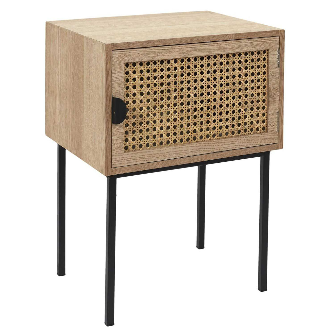 Home Deco Factory Table de chevet cannage 1 porte marron - 40x55x32 cm