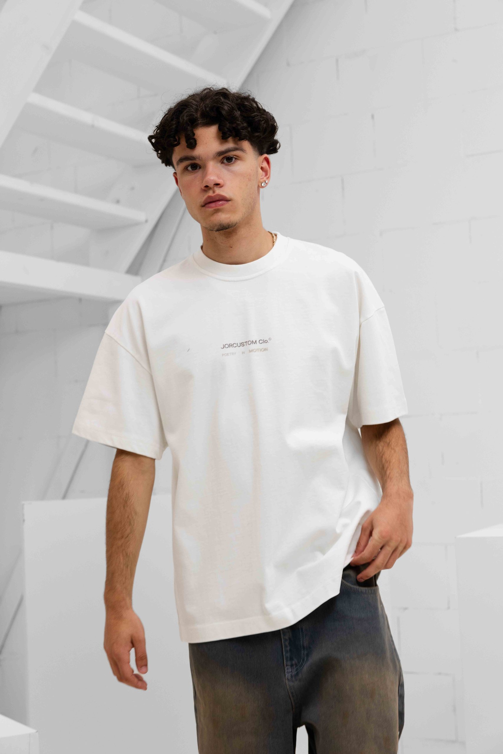 Jorcustom Poetry ln Motion Loose Fit T-Shirt Heren Wit