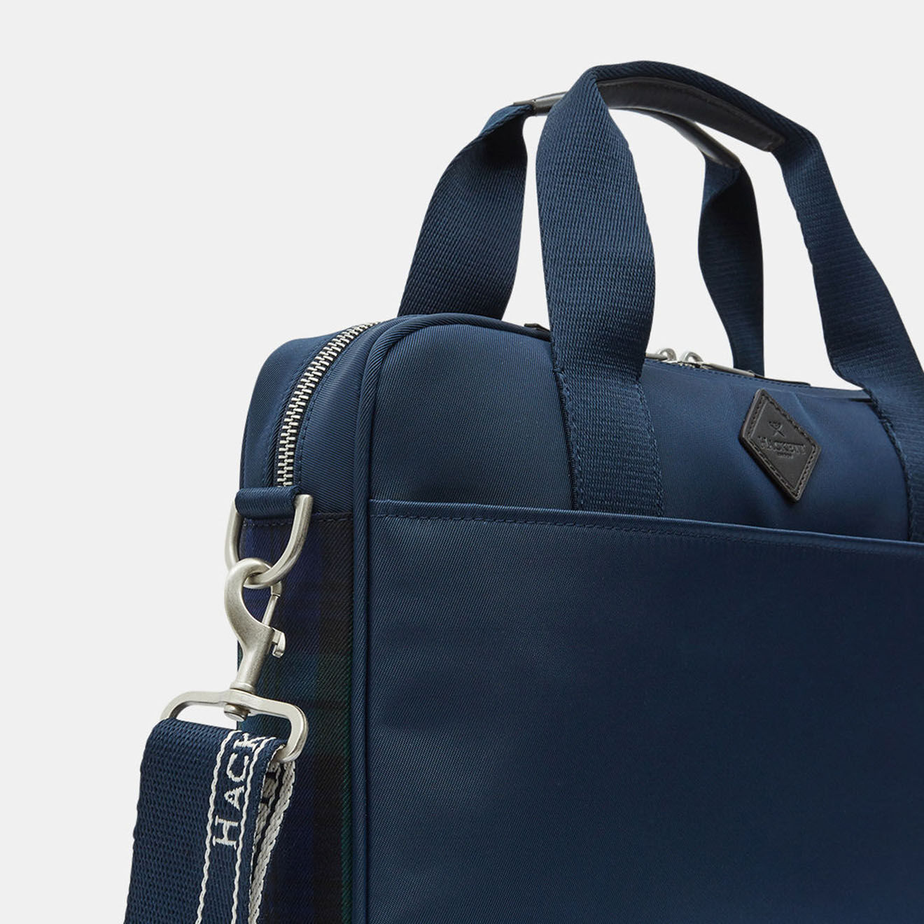 Hackett London Cartable Tartan bleu - 37x27x6 cm