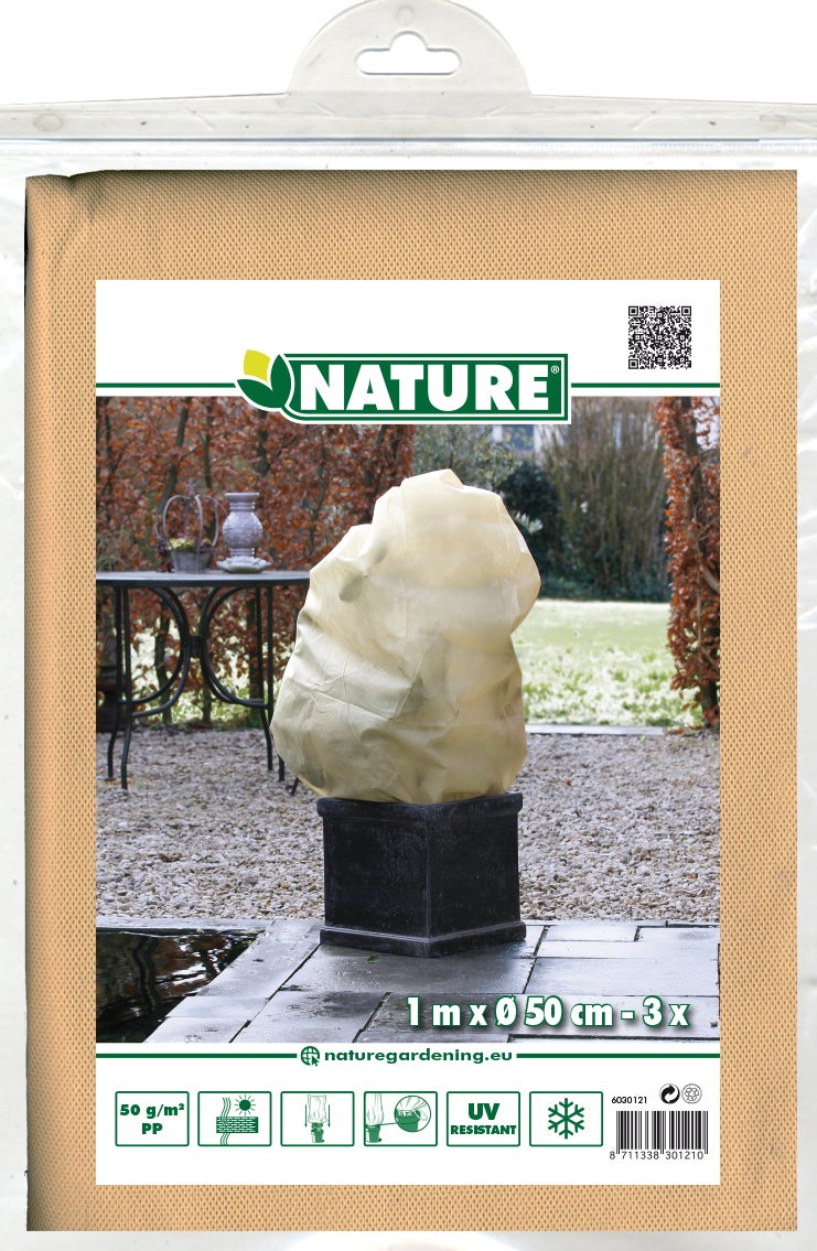 Nature winterhoes met koord beige D 50 H 100 cm 3 stuks