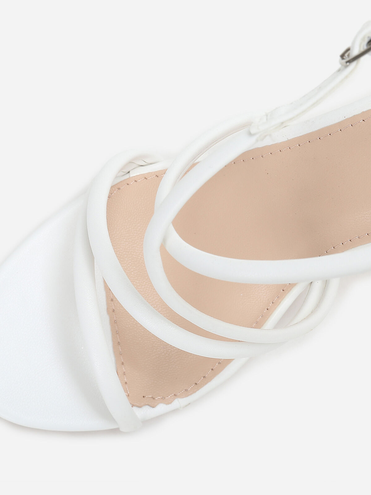 Sandales à fines brides croisées en simili- Blanc