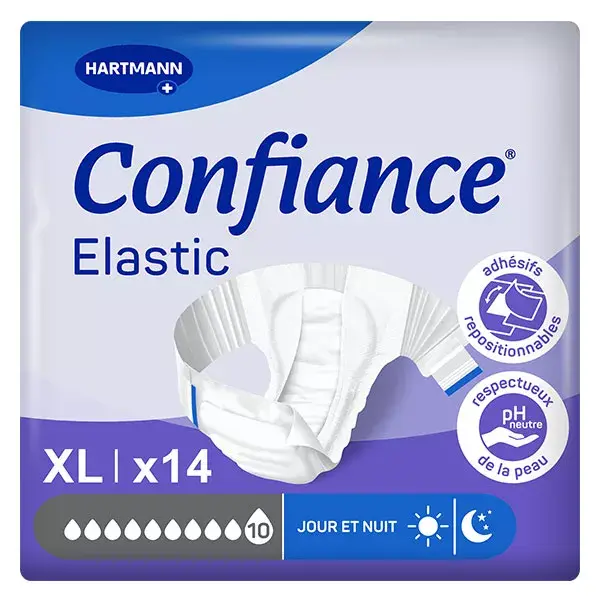 Fraldas Hartmann Confiance Elastic 10 Drops Tamanho XL 14 unidades