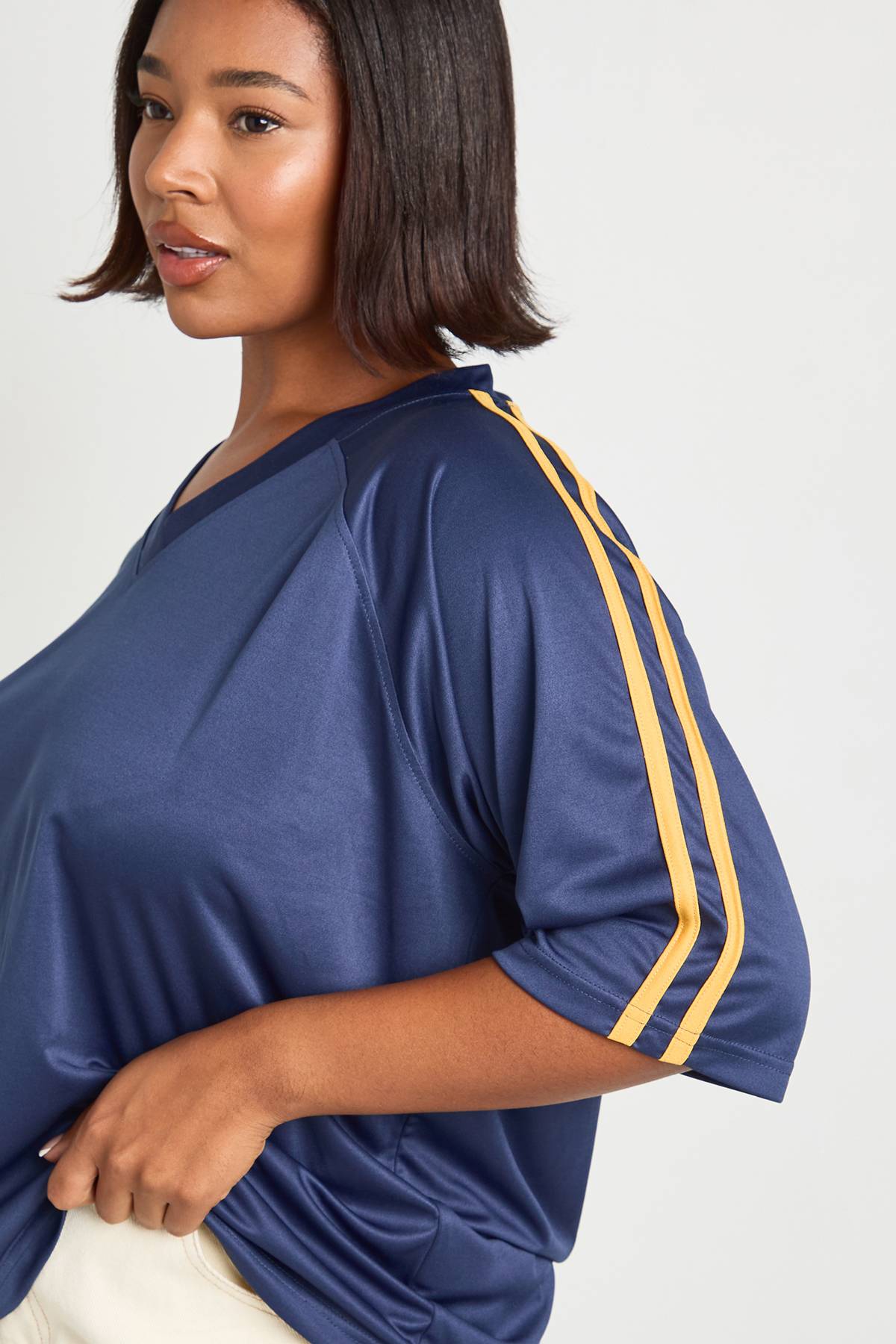 boohoo Top de football à rayures Plus