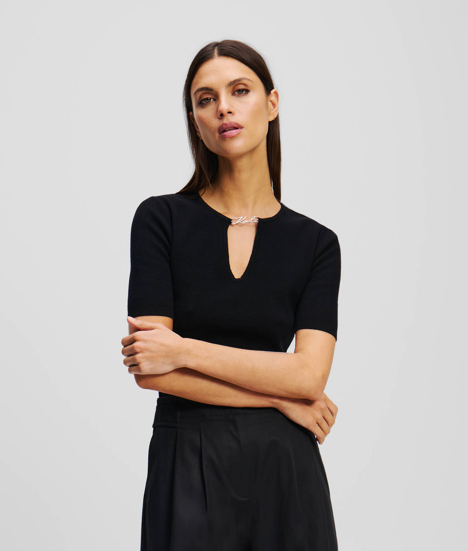 KARL SIGNATURE breloque KNIT TOP - Noir