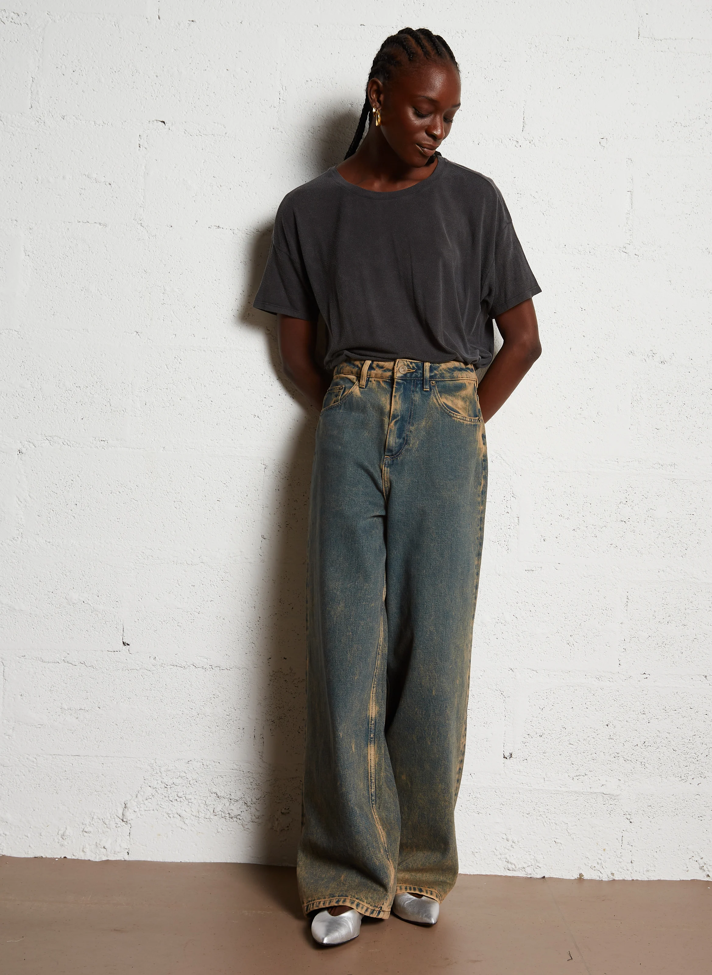 ECLAIRELLE - Tee-shirt oversize col rond | Gris