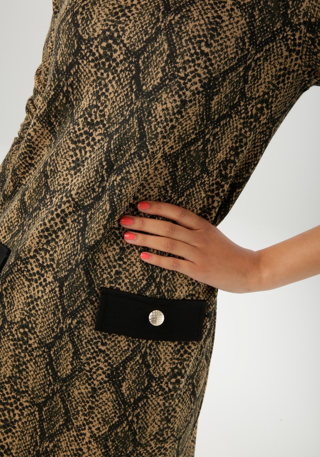 Aniston CASUAL Jerseykleid Faketaschen im extravagantem Schlangen-Muster - NEUE KOLLEKTION