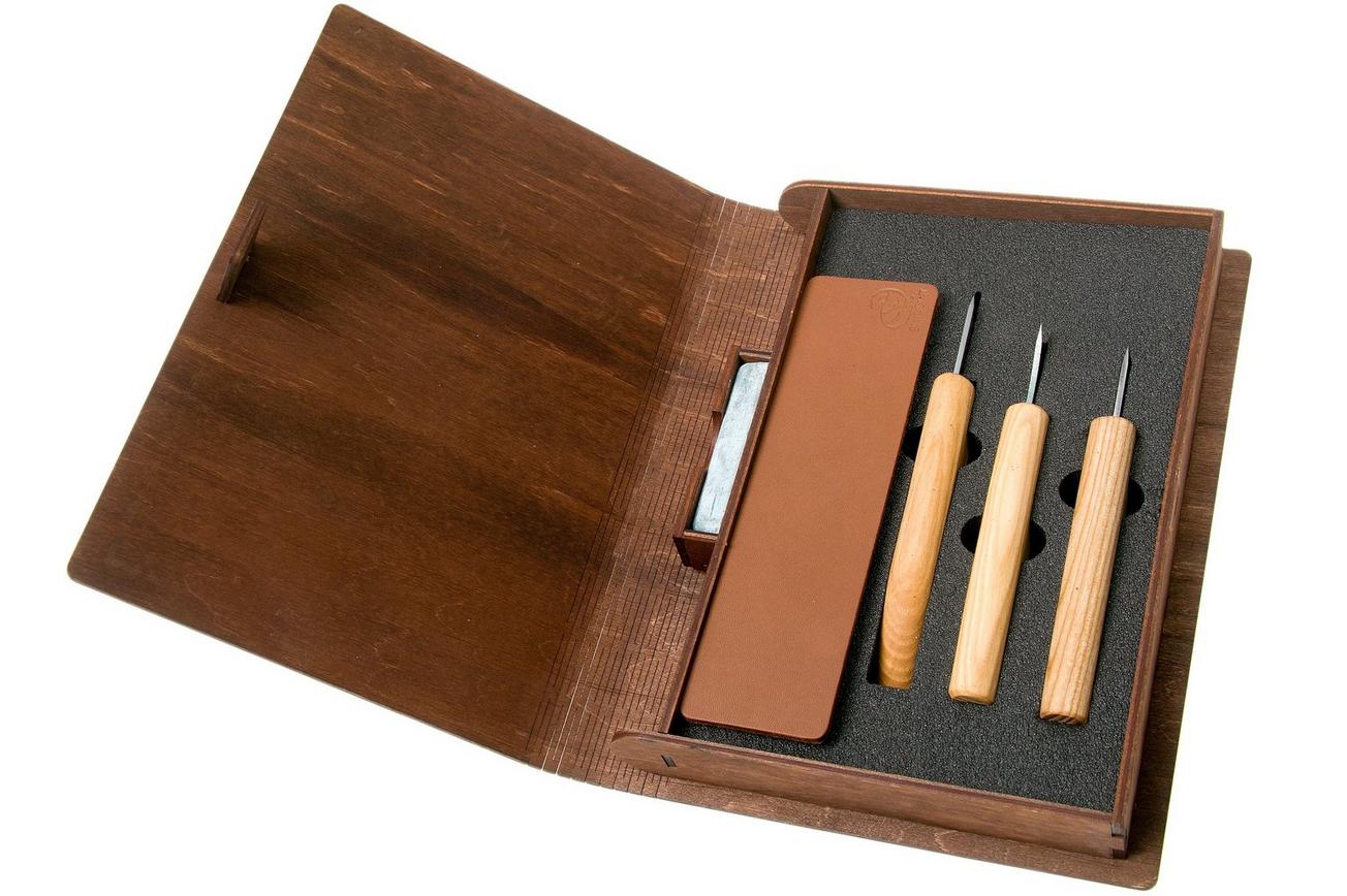 BeaverCraft Geometric Wood Carving Set S05 Book houtsnijset met houten opbergboek