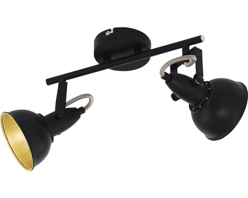 FLAIR plafondspot, 2-lichts, L 30,5 cm, zwart/mat/goud