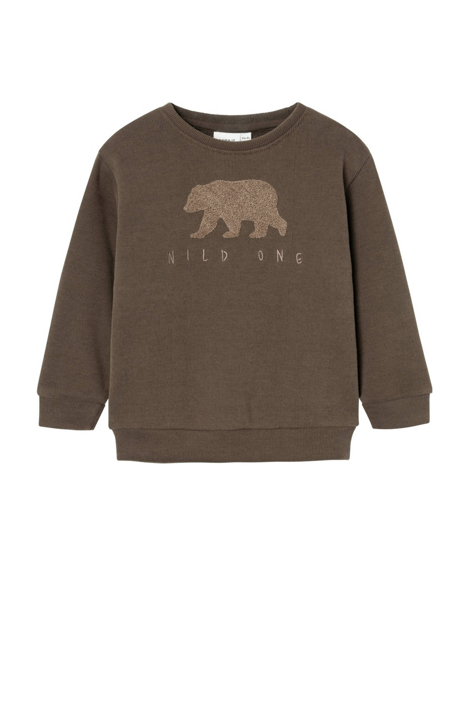 NAME IT sweater NMMOBEAR met printopdruk donkerbruin