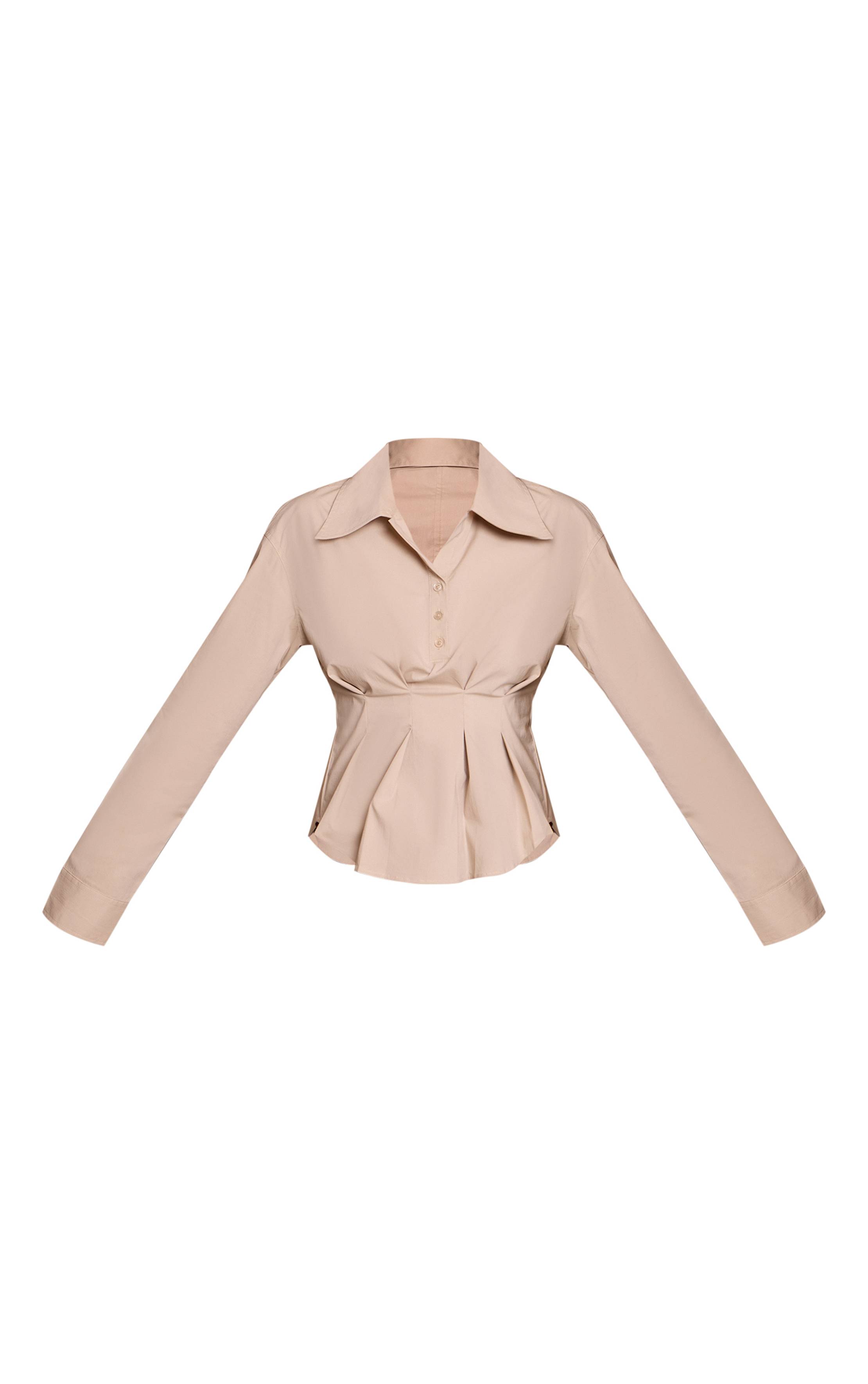Gris Pierre Chemise À Carreaux Plissée Avec Taille Cintrée