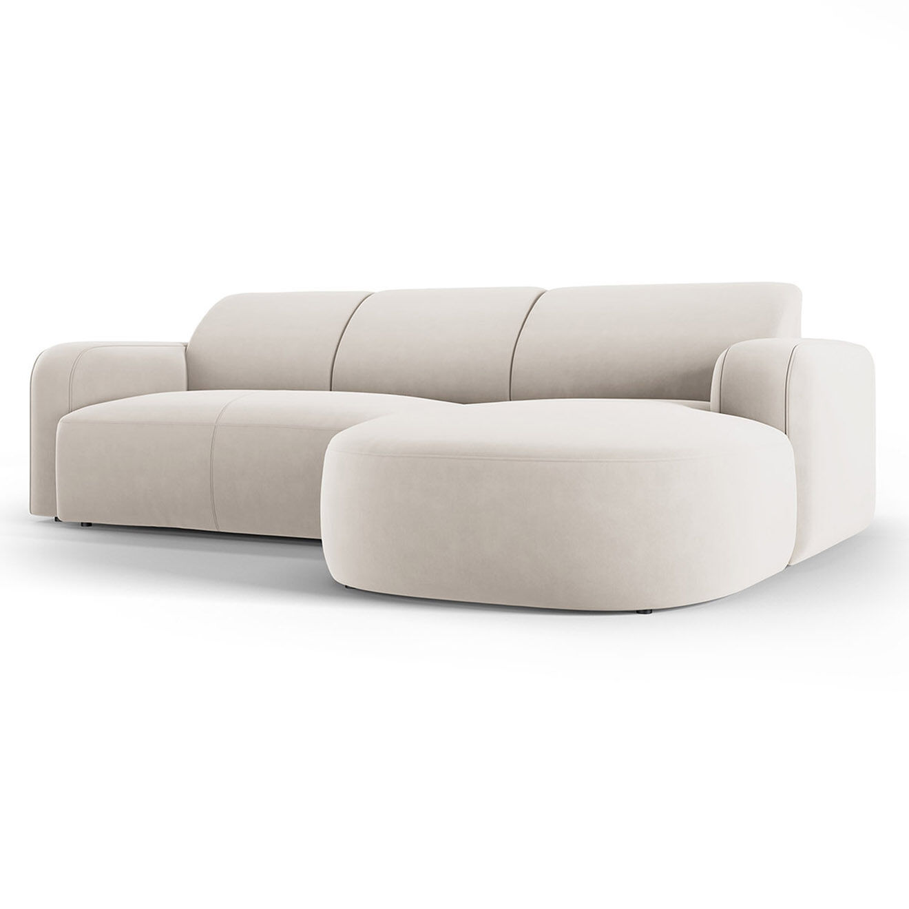 Mazzini Sofas Canapé d'angle droit Velours Jasmin 4 Places beige - 250x170x72 cm