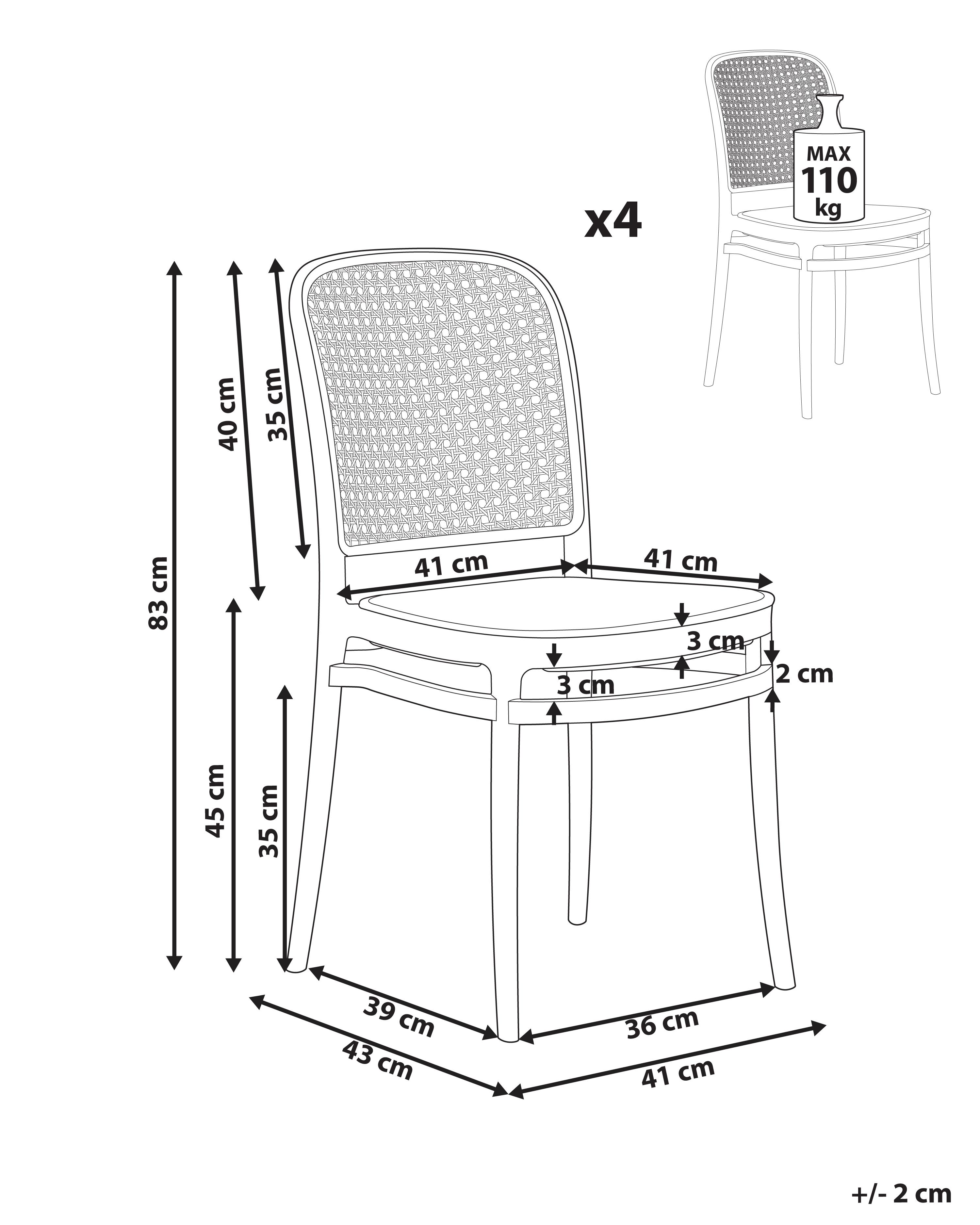 Set van 4 tuinstoelen PLOSE Wit/beige