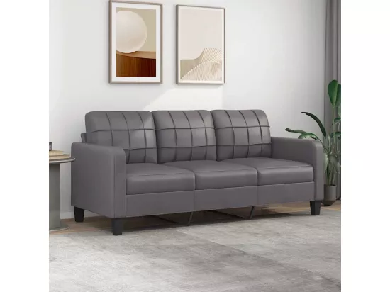 Canapé à 3 places Gris 180 cm Similicuir
