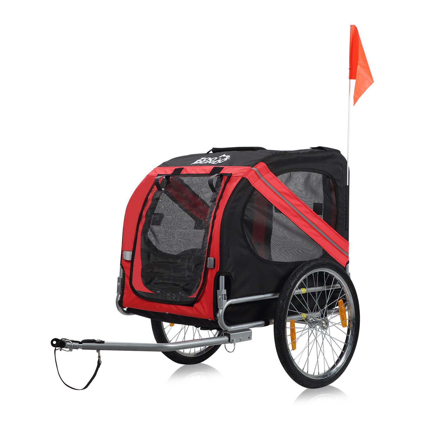 zoomundo Hundeanhänger Fahrradanhänger für Hunde - in Rot/Schwarz - Silver Frame