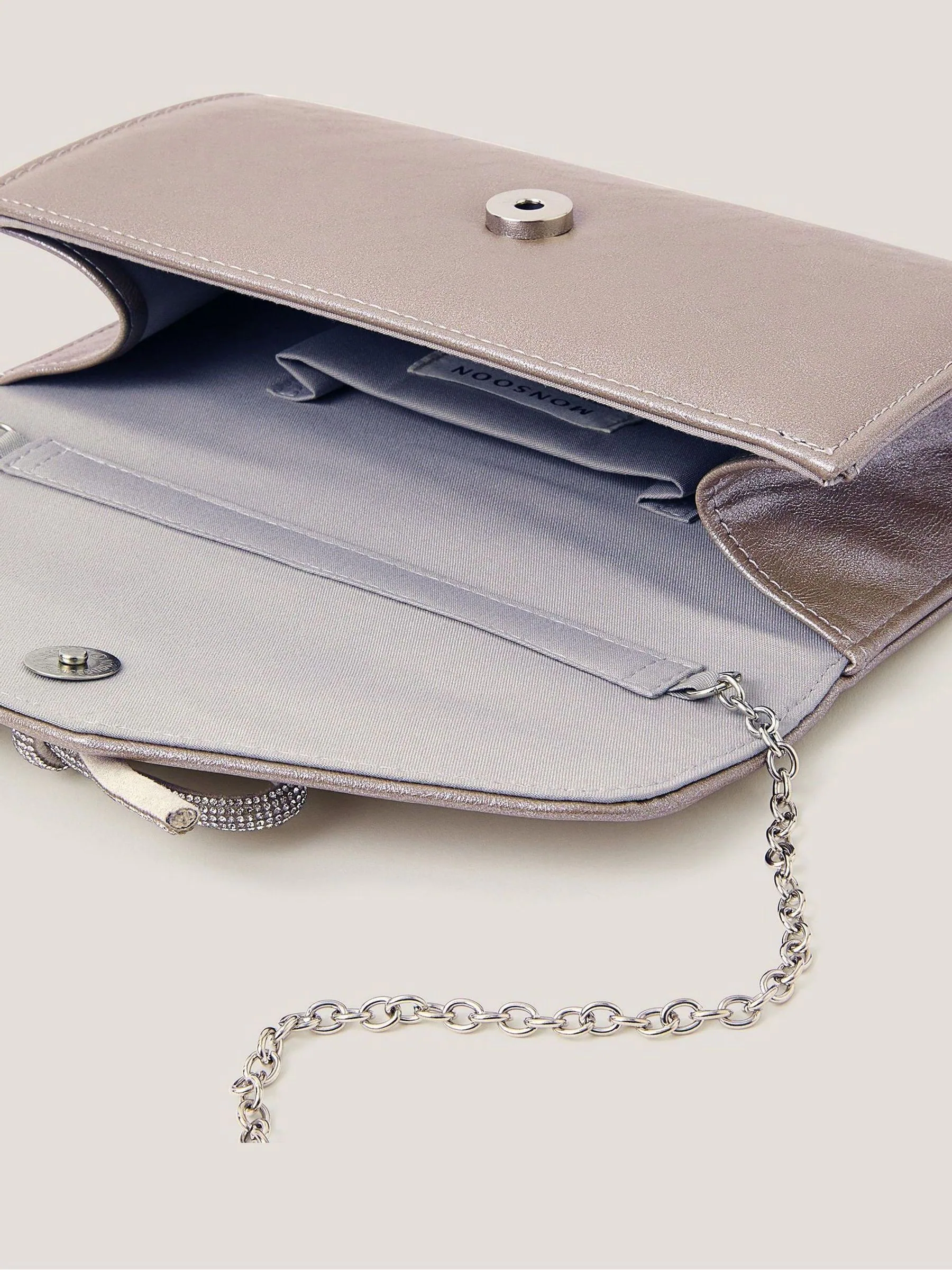 Zilver - Monsoon Sia Diamante Bow Clutch Bag