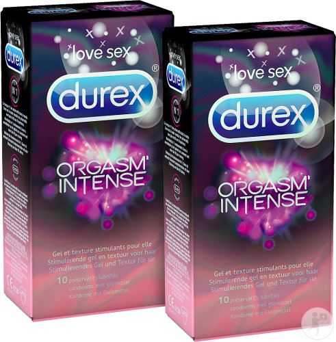 Durex Duopack Orgasm'Intense Préservatifs Perlés Et Nervurés Avec Gel Stimulant 2 x 10 Pièces