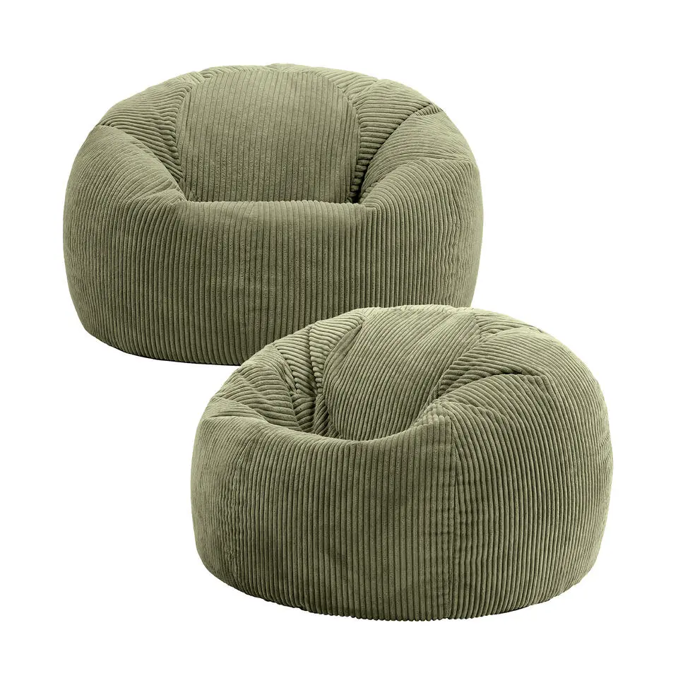 Set van 2 icon Zitzak Kingston - Corduroy Zitzak Volwassenen - Saliegroen