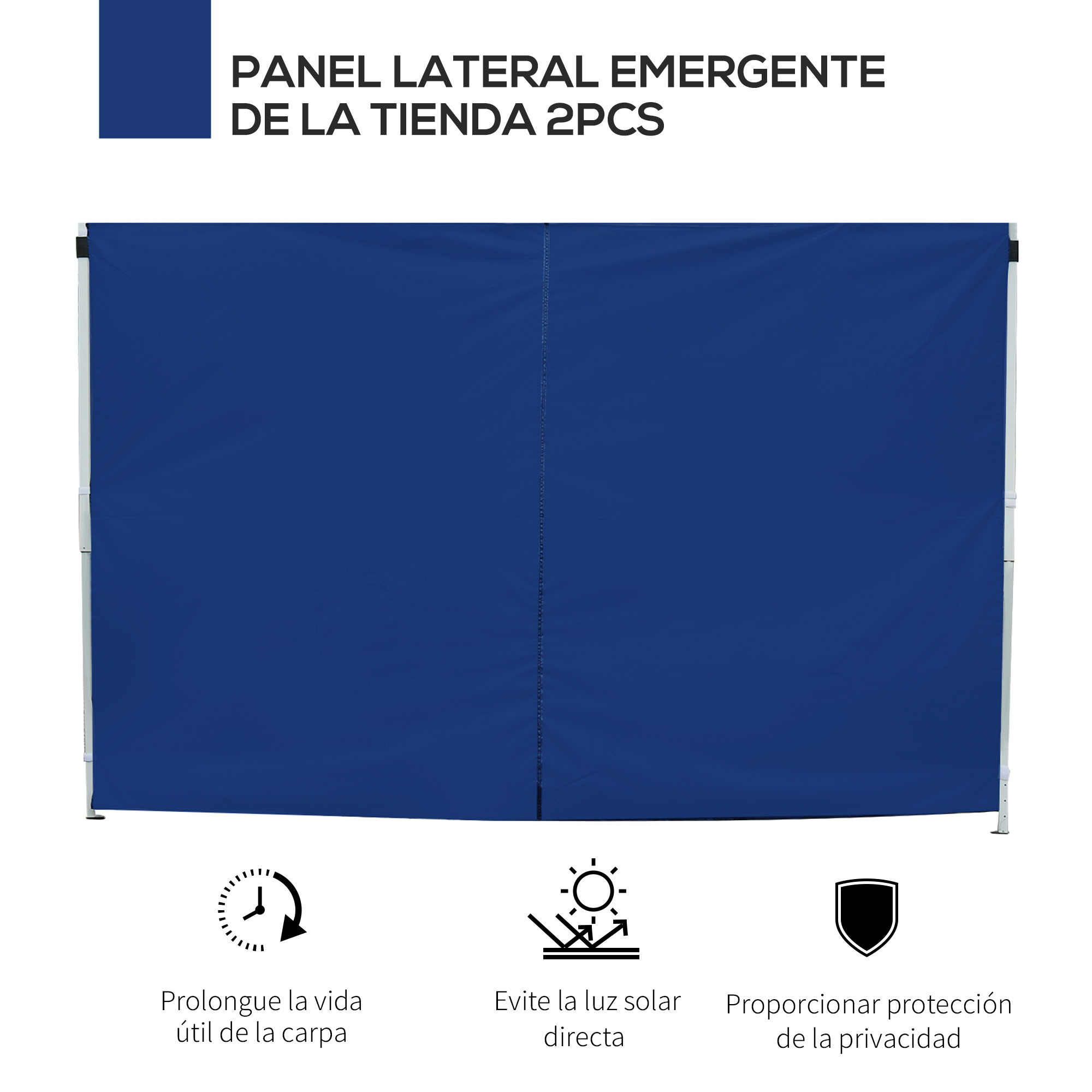 Outsunny 2 Paredes Laterais para Gazebo 3x2, Painéis Laterais de Tecido Oxford com 2 Janelas, Adequado para Tendas 3x3 e 3x6, Azul
