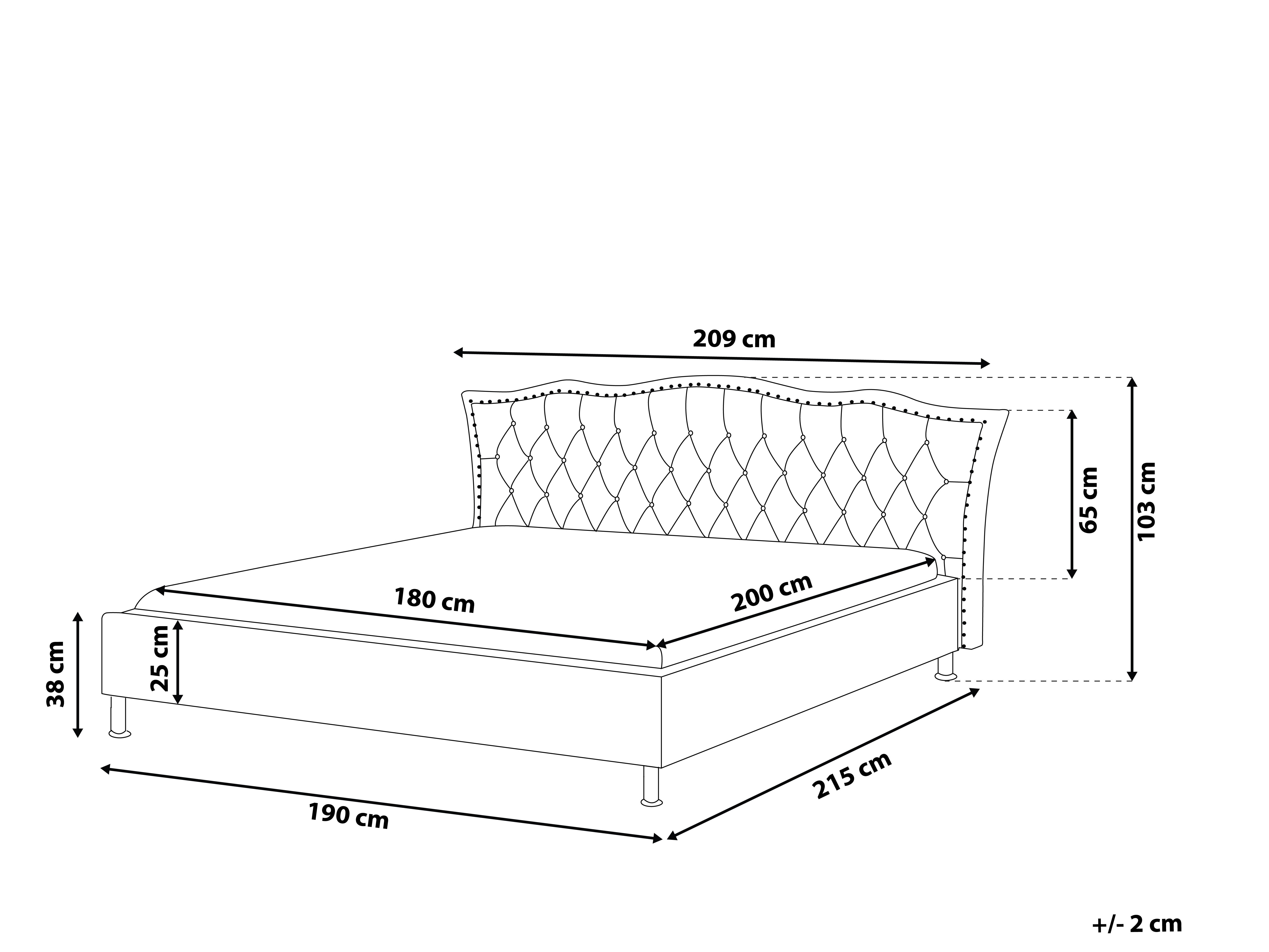 Bed Fluweel METZ 180 x 200 cm Donkergrijs