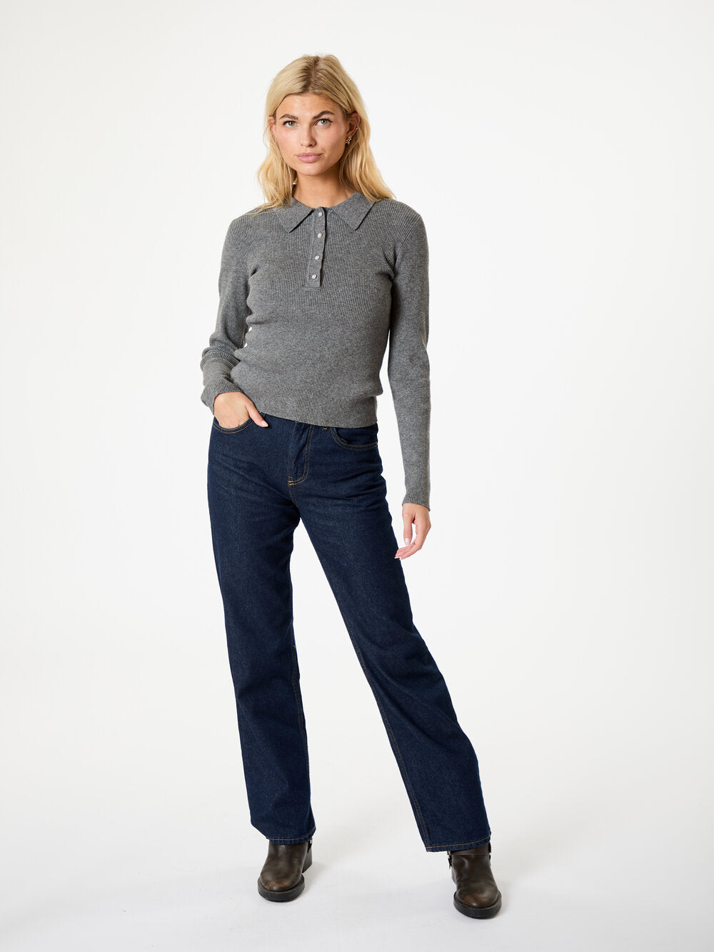 Neo Noir  Panama striktrøje - Dark Grey Melange