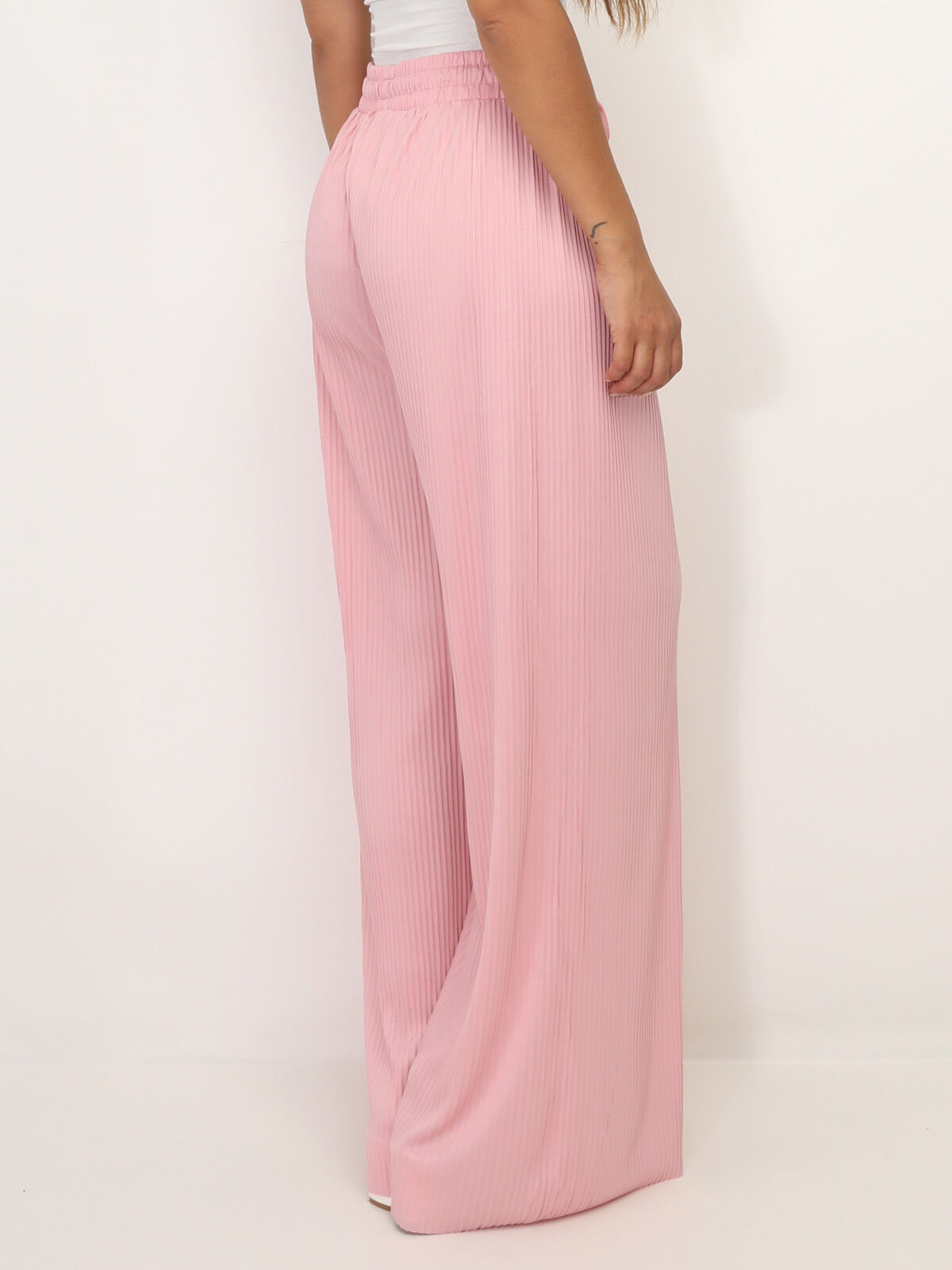 Pantalon large plissé- Rose