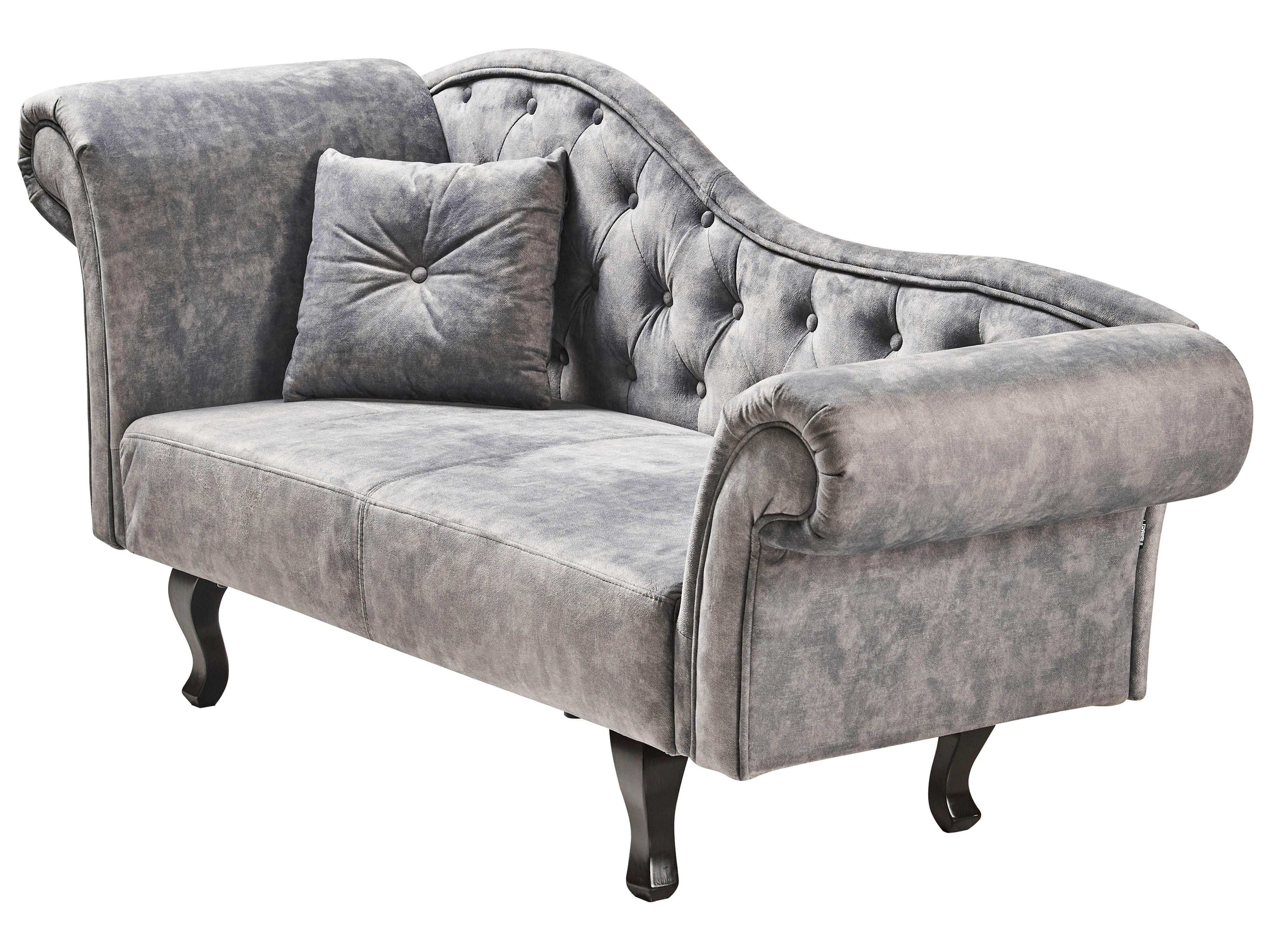 Linkszijdige chaise longue LATTES II Fluweel Grijs