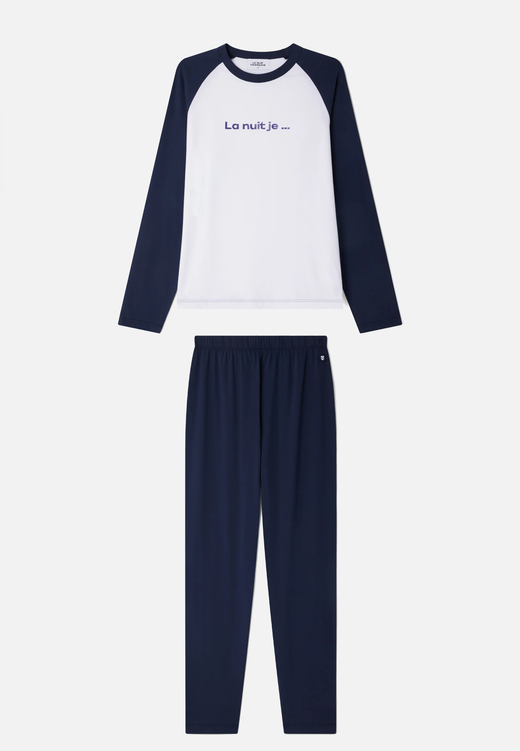 Ensemble pyjama chemise et pantalon en coton-Ensemble Pyjama Nathan Blanc Marine