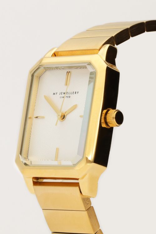 Vierkant horloge met brede horizontale schakels