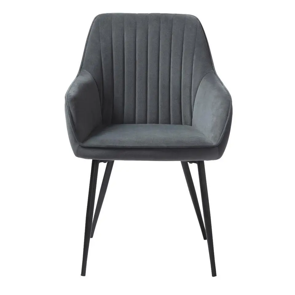 Nordic Home - Angelo armstoel velvet streep - grijs