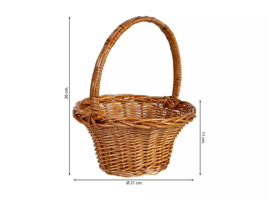 Panier en osier marron 21x21x11/26h cm