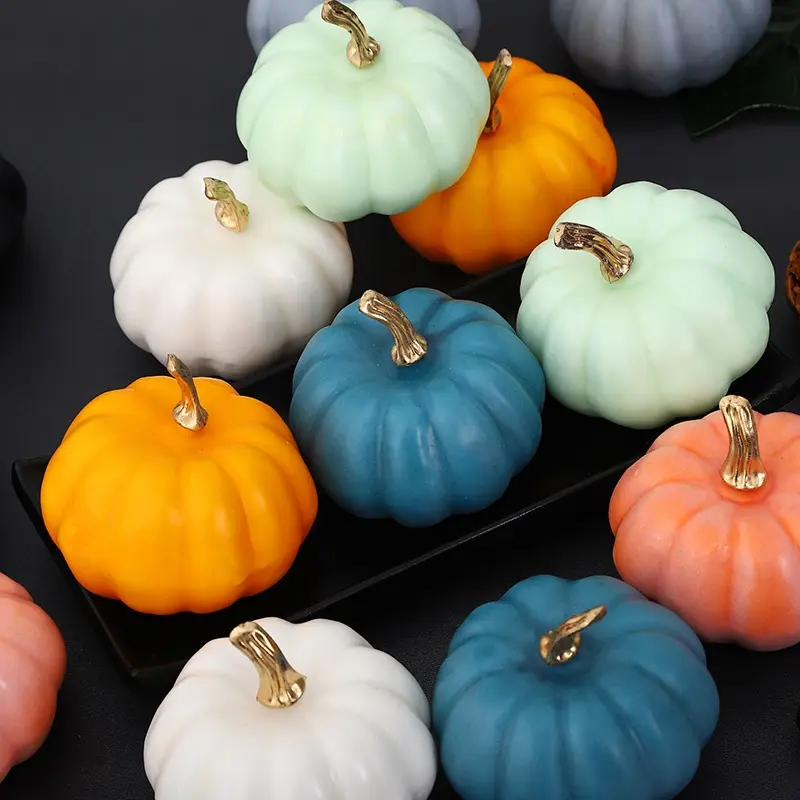 (4er Set) Herbst Kürbis Deko Aufsteller Home Accessoire Thanksgiving Tischdekoration - Bunt