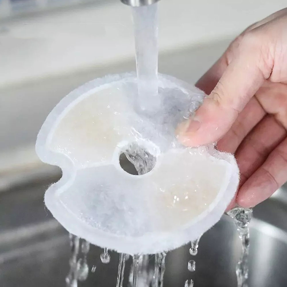 (4er Set) Ø10cm Ersatz Aktivkohle Filter Pads für Katzen Trinkbrunnen Wasserspender - Weiss