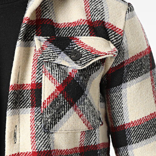 Surchemise A Carreaux UY695 Beige Noir Rouge